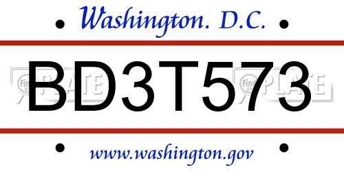BD3T573 District Of Columbia License Plate