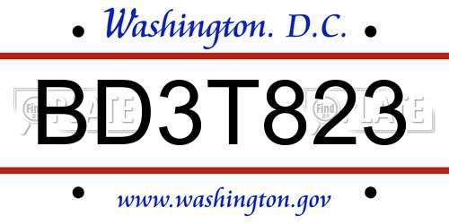 BD3T823 District Of Columbia License Plate