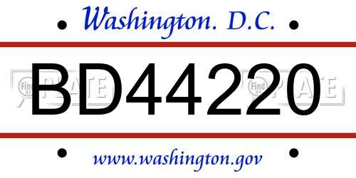 BD44220 District Of Columbia License Plate