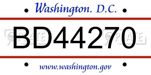 BD44270 District Of Columbia License Plate
