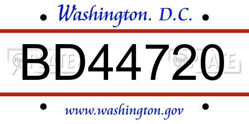BD44720 District Of Columbia License Plate