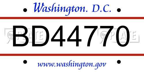BD44770 District Of Columbia License Plate