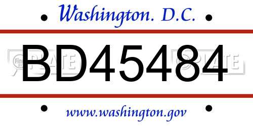 BD45484 District Of Columbia License Plate