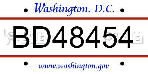 BD48454 District Of Columbia License Plate