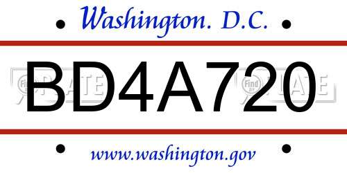 BD4A720 District Of Columbia License Plate
