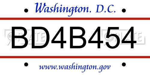 BD4B454 District Of Columbia License Plate