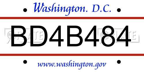 BD4B484 District Of Columbia License Plate