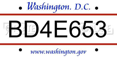 BD4E653 District Of Columbia License Plate