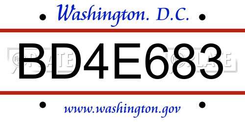 BD4E683 District Of Columbia License Plate