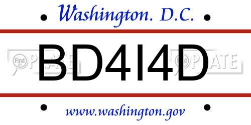 BD4I4D District Of Columbia License Plate