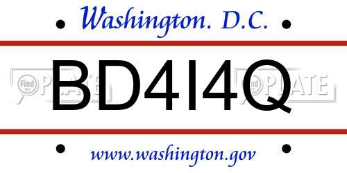 BD4I4Q District Of Columbia License Plate