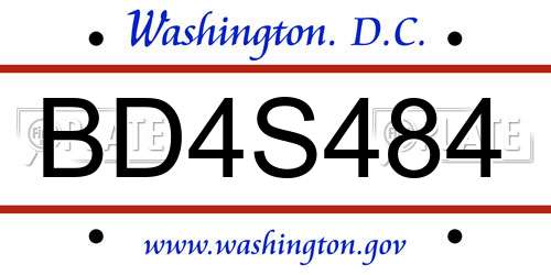 BD4S484 District Of Columbia License Plate