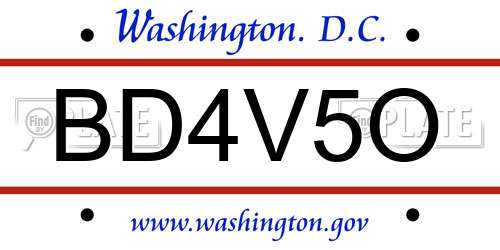 BD4V5O District Of Columbia License Plate
