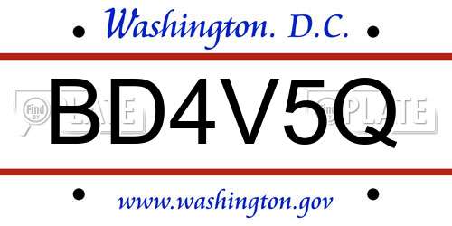 BD4V5Q District Of Columbia License Plate