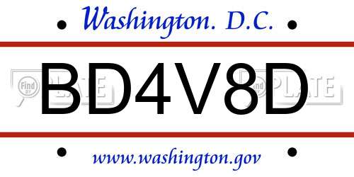 BD4V8D District Of Columbia License Plate