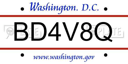 BD4V8Q District Of Columbia License Plate