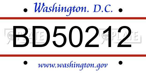 BD50212 District Of Columbia License Plate