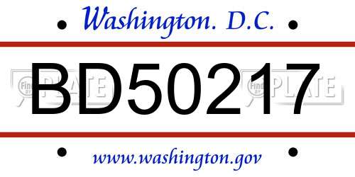 BD50217 District Of Columbia License Plate