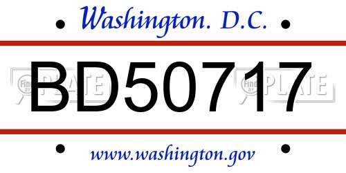 BD50717 District Of Columbia License Plate