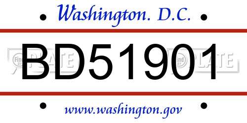 BD51901 District Of Columbia License Plate