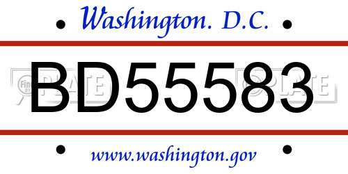 BD55583 District Of Columbia License Plate
