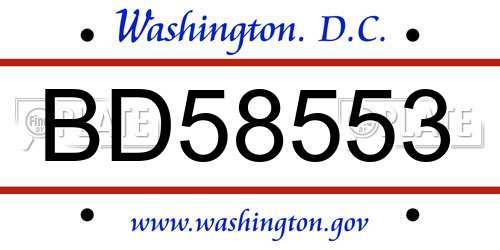 BD58553 District Of Columbia License Plate