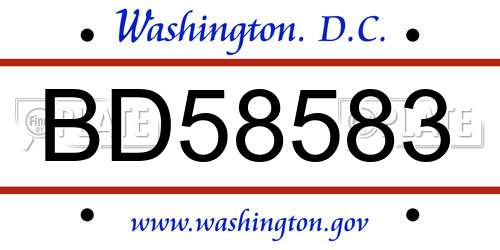 BD58583 District Of Columbia License Plate