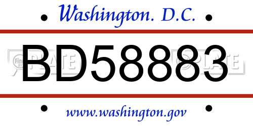 BD58883 District Of Columbia License Plate