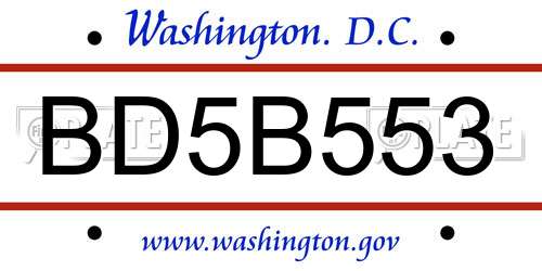 BD5B553 District Of Columbia License Plate