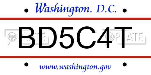 BD5C4T District Of Columbia License Plate