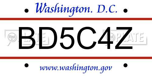BD5C4Z District Of Columbia License Plate