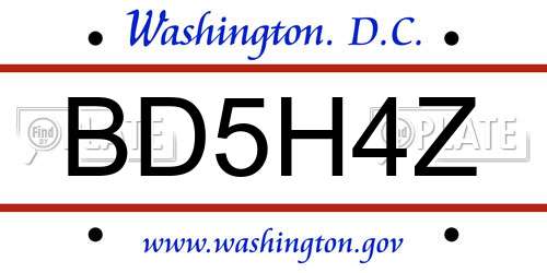 BD5H4Z District Of Columbia License Plate