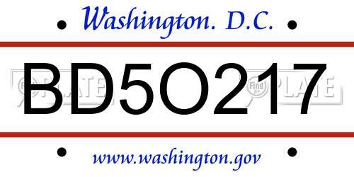 BD5O217 District Of Columbia License Plate