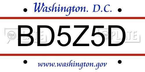 BD5Z5D District Of Columbia License Plate