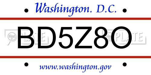 BD5Z8O District Of Columbia License Plate