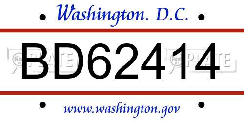 BD62414 District Of Columbia License Plate