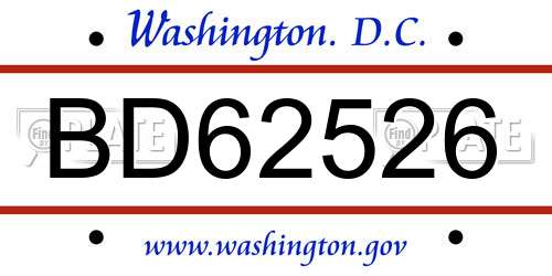 BD62526 District Of Columbia License Plate