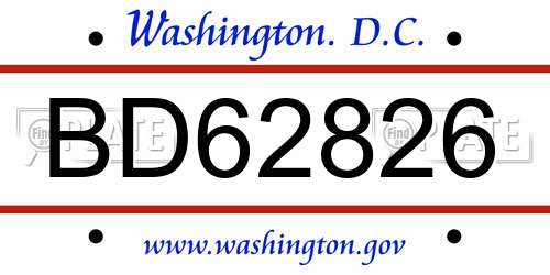BD62826 District Of Columbia License Plate