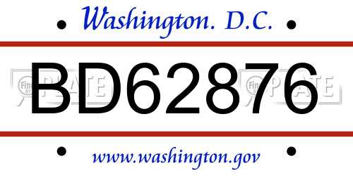 BD62876 District Of Columbia License Plate