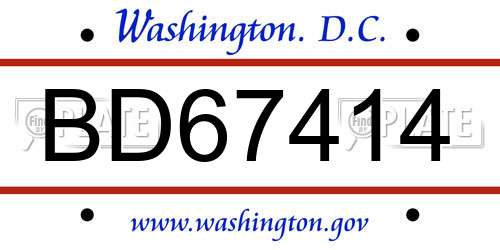 BD67414 District Of Columbia License Plate