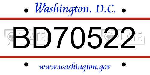 BD70522 District Of Columbia License Plate