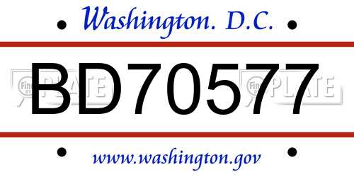 BD70577 District Of Columbia License Plate
