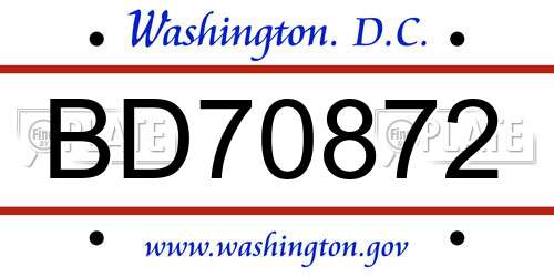 BD70872 District Of Columbia License Plate