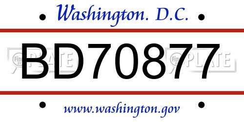 BD70877 District Of Columbia License Plate
