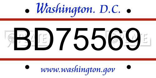 BD75569 District Of Columbia License Plate
