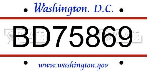 BD75869 District Of Columbia License Plate