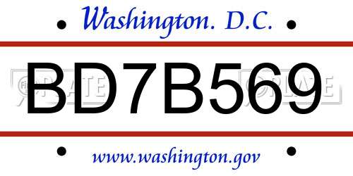 BD7B569 District Of Columbia License Plate