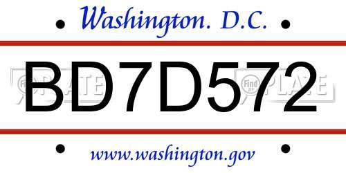 BD7D572 District Of Columbia License Plate