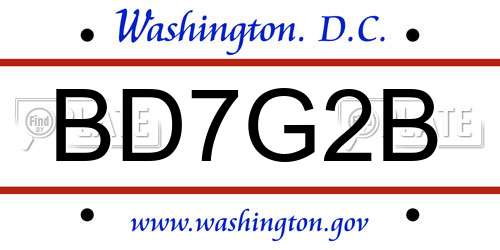 BD7G2B District Of Columbia License Plate