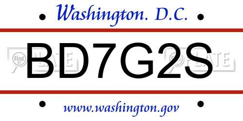 BD7G2S District Of Columbia License Plate